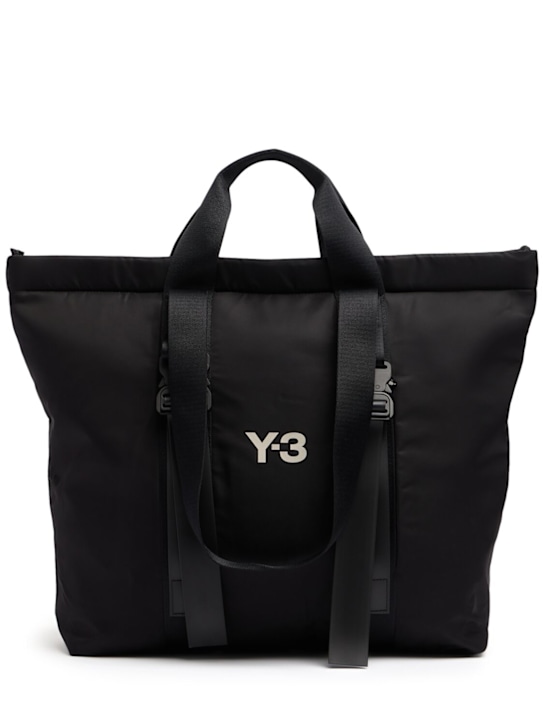 Y-3: Logo tote bag - Black - men_0 | Luisa Via Roma