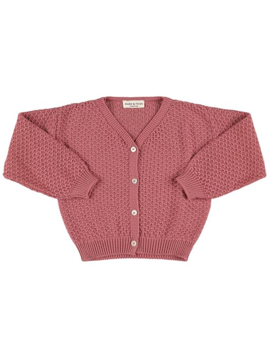 Babe & Tess: Cardigan in maglia di cotone - Rosa - kids-girls_0 | Luisa Via Roma