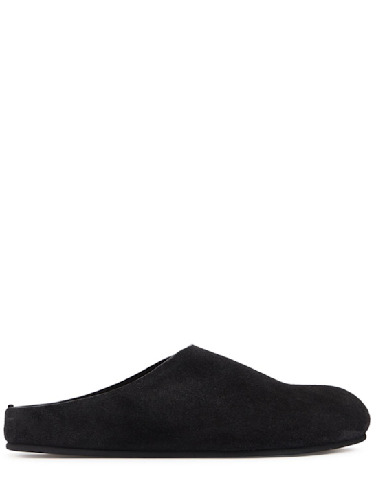 The Row: Hugo suede mules - Black - women_0 | Luisa Via Roma