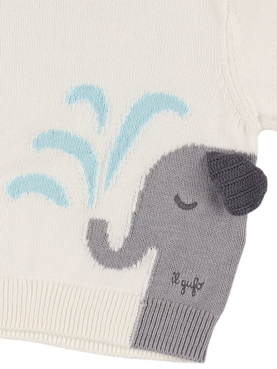 Il Gufo: Pull-over en maille de coton - Blanc/Gris - kids-boys_1 | Luisa Via Roma