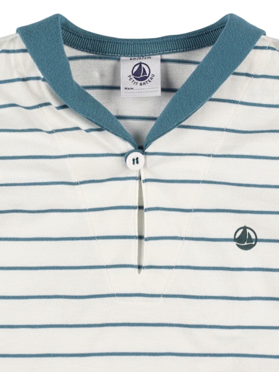 Petit Bateau: Sailor cotton jersey top & shorts - White/Light Blue - kids-boys_1 | Luisa Via Roma