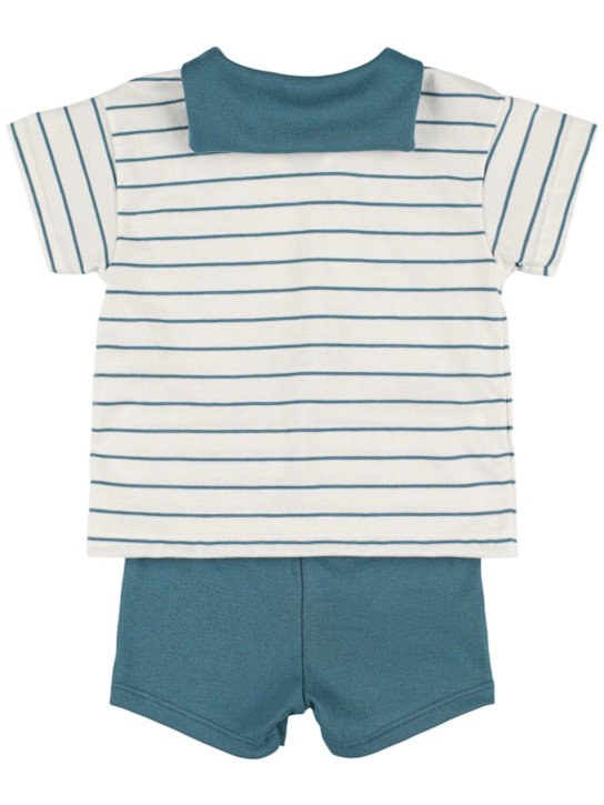Petit Bateau: Sailor cotton jersey top & shorts - White/Light Blue - kids-boys_3 | Luisa Via Roma