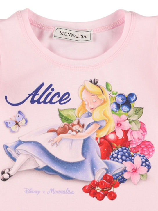 Monnalisa: T-shirt Alice in jersey con stampa - Rosa Chiaro - kids-girls_1 | Luisa Via Roma