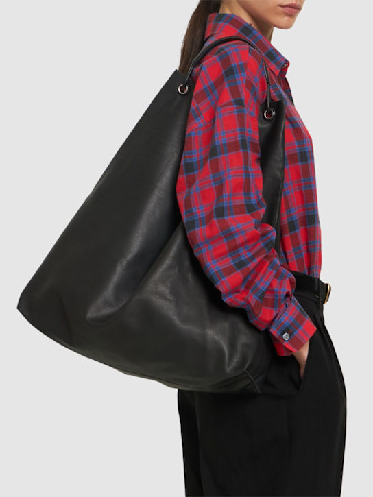 The Row: Bindle three soft leather tote bag - Black - women_1 | Luisa Via Roma