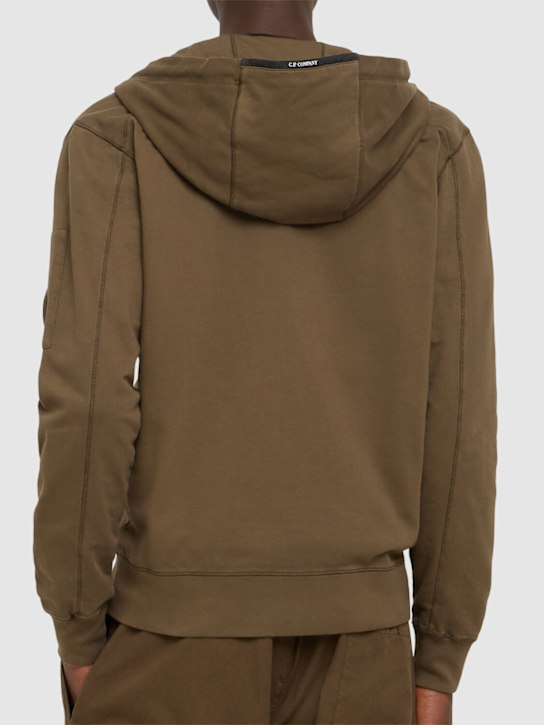 C.P. Company: Light fleece full zip hooded sweatshirt - Green - men_2 | Luisa Via Roma