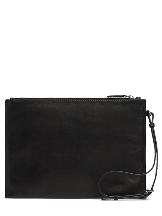 The Row: Wrislet leather pouch - Black - women_0 | Luisa Via Roma