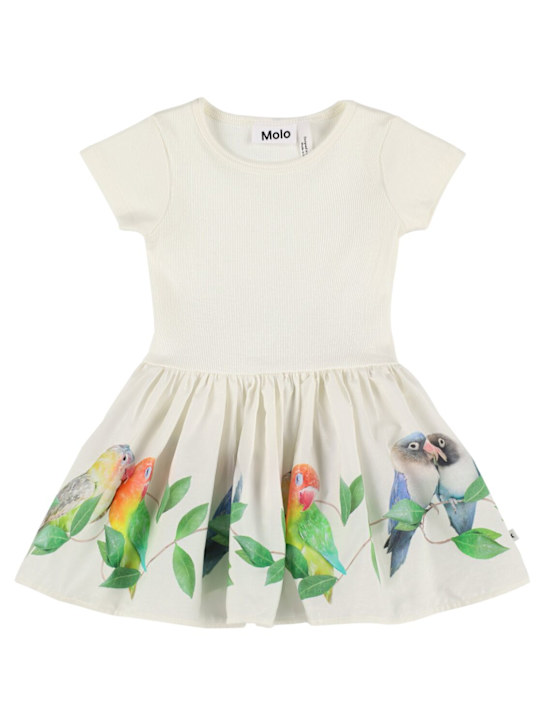 Molo: Vestito in cotone organico - Bianco - kids-girls_0 | Luisa Via Roma