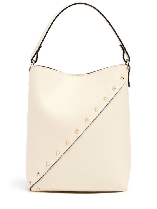 Valentino Garavani: Small Rockstud wispy leather bucket bag - women_0 | Luisa Via Roma