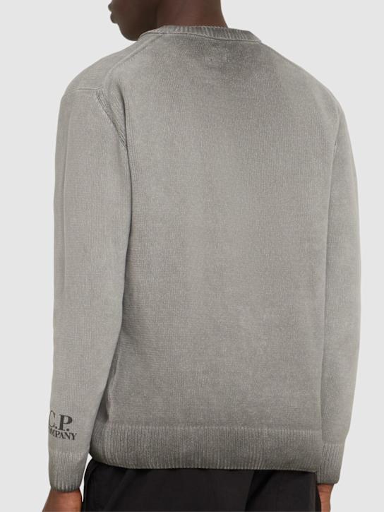 C.P. Company: Chenille cotton sweater - Smoked Pearl - men_2 | Luisa Via Roma