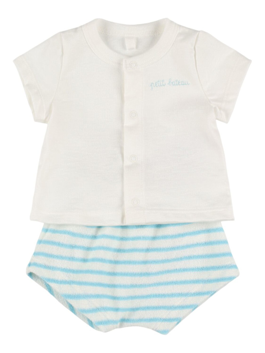 Petit Bateau: Cotton jersey t-shirt & diaper cover - Bianco/Azzurro - kids-boys_0 | Luisa Via Roma