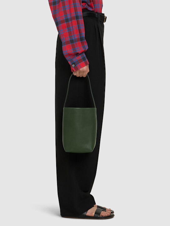 The Row: Small n/s park saddle leather tote bag - Moss - women_1 | Luisa Via Roma