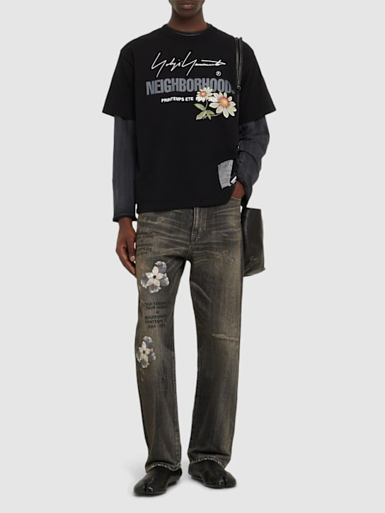 Yohji Yamamoto: Neighborhood褪色牛仔裤 - 黑色 - men_1 | Luisa Via Roma
