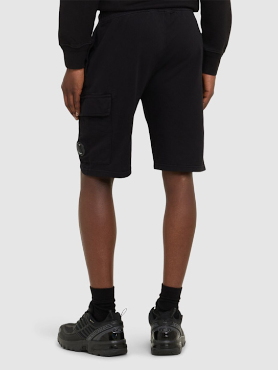 C.P. Company: Light fleece cargo lens shorts - Black - men_2 | Luisa Via Roma