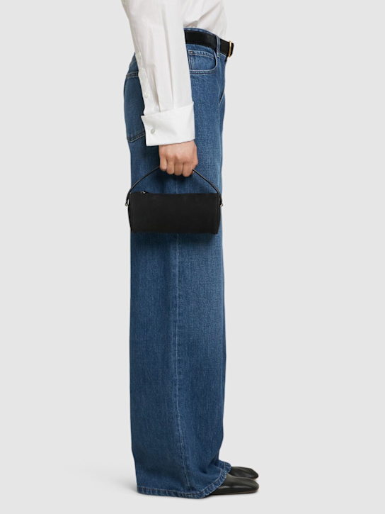 The Row: Round 90s nubuck top handle bag - Black - women_1 | Luisa Via Roma