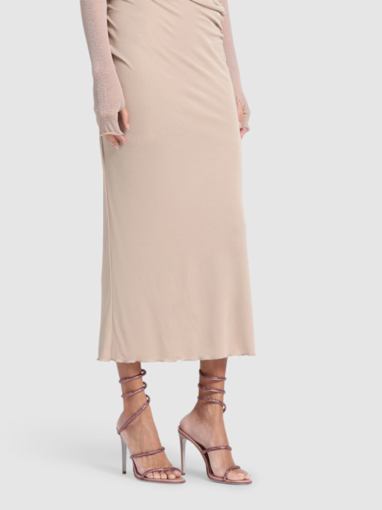 René Caovilla: Sandali in pelle con decorazioni 105mm - Blush - women_1 | Luisa Via Roma