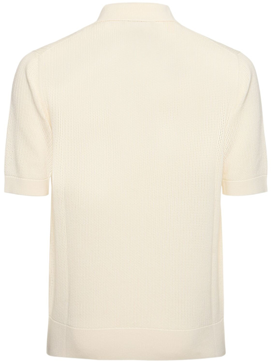 Dolce&Gabbana: Short sleeve cotton knit polo - White - men_3 | Luisa Via Roma