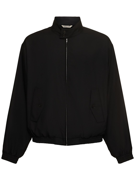 Auralee: Super fine tropical wool zip jacket - Black - men_0 | Luisa Via Roma