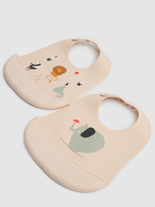 Liewood: Set of 2 Circus print silicon bibs - Renkli - kids-girls_1 | Luisa Via Roma