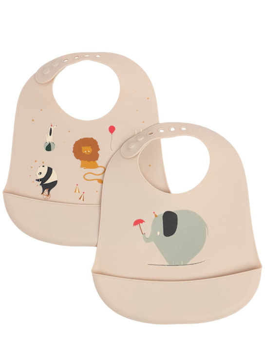Liewood: Set of 2 Circus print silicon bibs - Renkli - kids-girls_0 | Luisa Via Roma