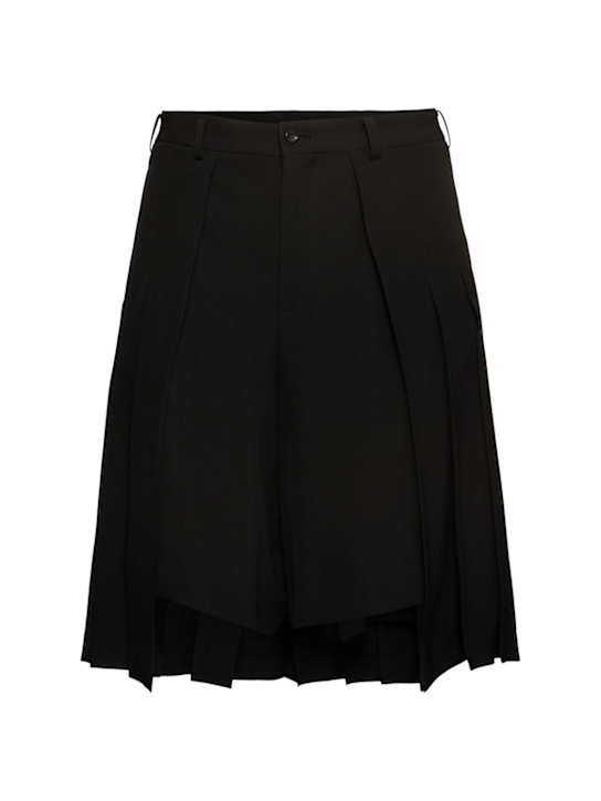 Comme des Garçons Homme Plus: Pleated wool gabardine shorts - men_0 | Luisa Via Roma
