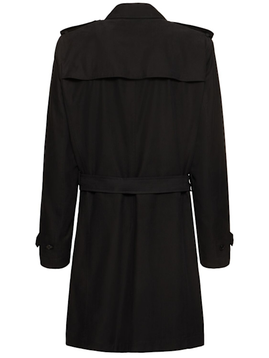 Boss: Hyde lyocell & cotton trench coat - Black - men_4 | Luisa Via Roma