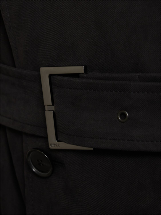 Boss: Hyde lyocell & cotton trench coat - Black - men_5 | Luisa Via Roma