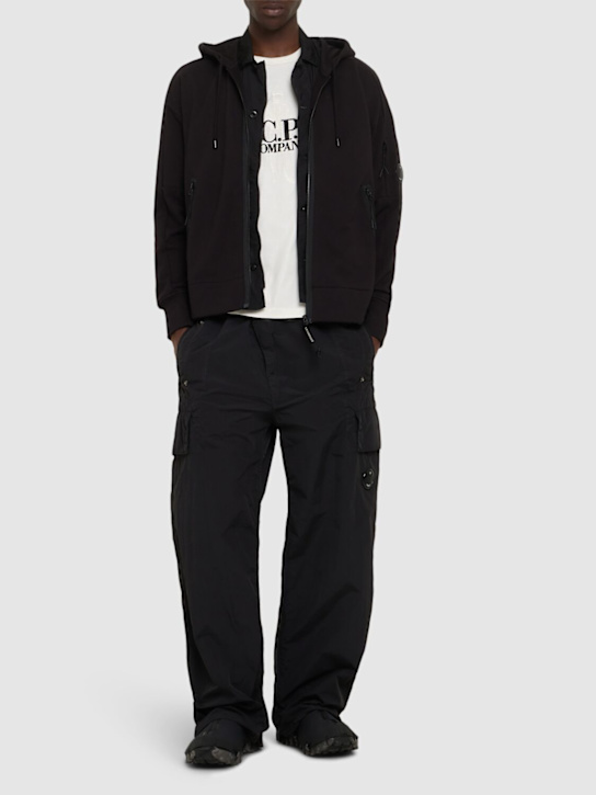 C.P. Company: Diagonal raised fleece zipped sweatshirt - Black - men_1 | Luisa Via Roma
