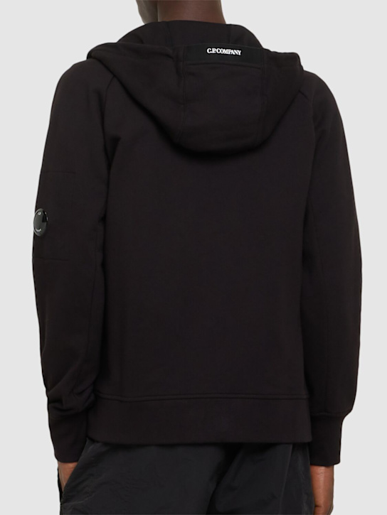 C.P. Company: Diagonal raised fleece zipped sweatshirt - Black - men_2 | Luisa Via Roma