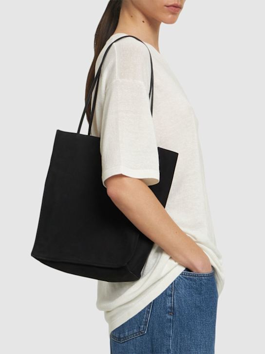 The Row: Large To Go suede tote - Black - women_2 | Luisa Via Roma