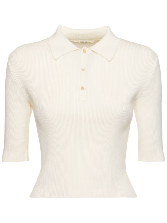 Auralee: High gauge rib knit cotton polo - women_0 | Luisa Via Roma