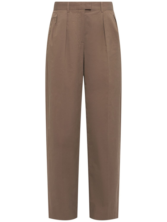 The Row: Alfidis cotton gabardine straight pants - Taupe - women_0 | Luisa Via Roma