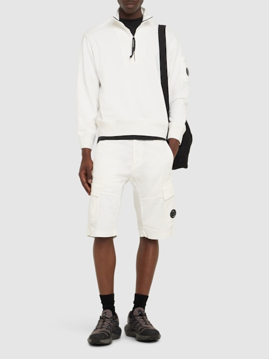 C.P. Company: Diagonal fleece half zip sweatshirt - Gauze White - men_1 | Luisa Via Roma