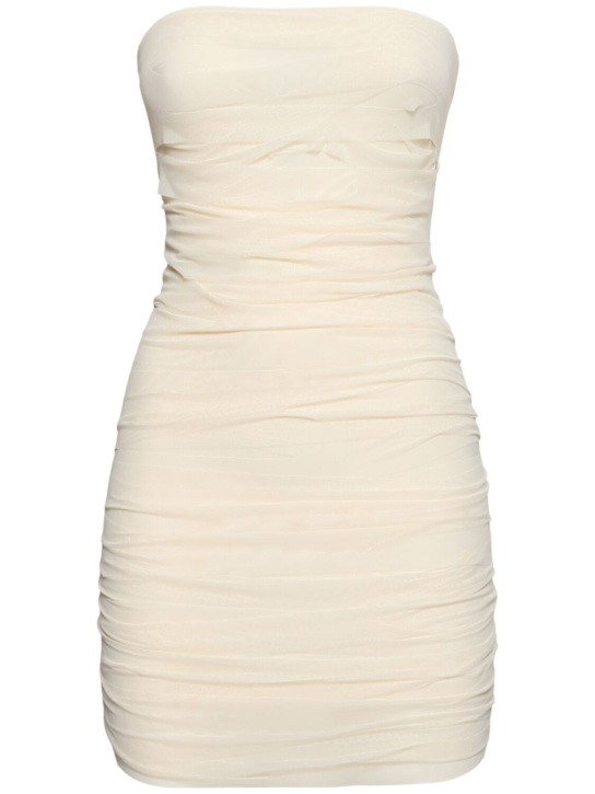 MM6 Maison Margiela: Elastic jersey mesh mini dress - women_0 | Luisa Via Roma