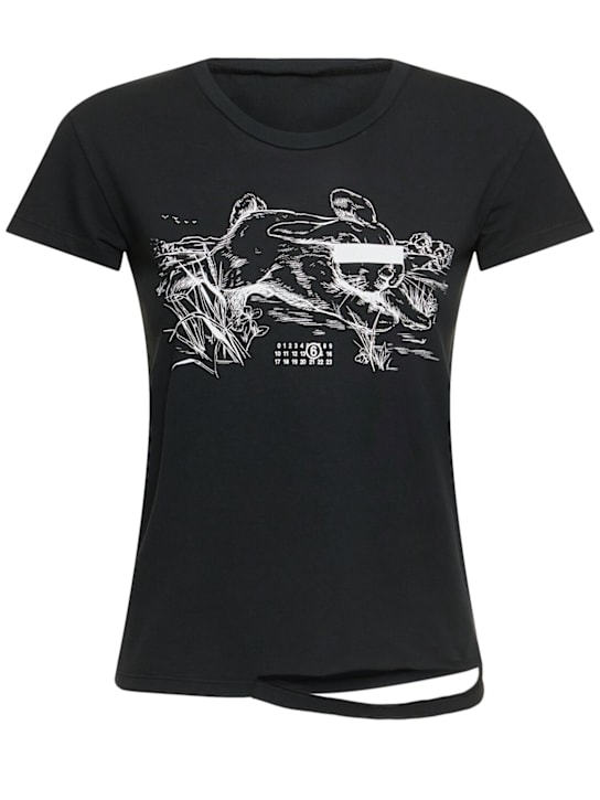 MM6 Maison Margiela: Cotton jersey t-shirt - women_0 | Luisa Via Roma