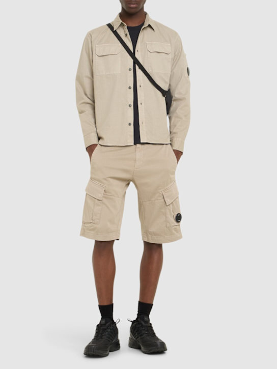 C.P. Company: Stretch cotton cargo shorts - Vintage Khaki - men_1 | Luisa Via Roma