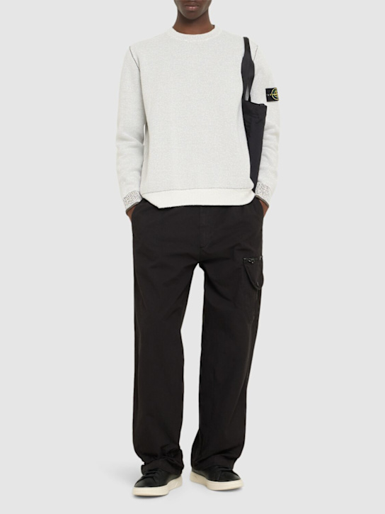 Stone Island: Crewneck cotton blend sweatshirt - men_1 | Luisa Via Roma