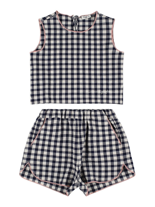 Il Gufo: Vichy シアサッカートップ＆ショートパンツ - kids-girls_0 | Luisa Via Roma