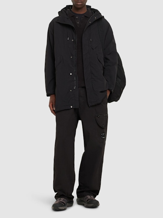 C.P. Company: Flatt nylon goggle fishtail parka - Schwarz - men_1 | Luisa Via Roma