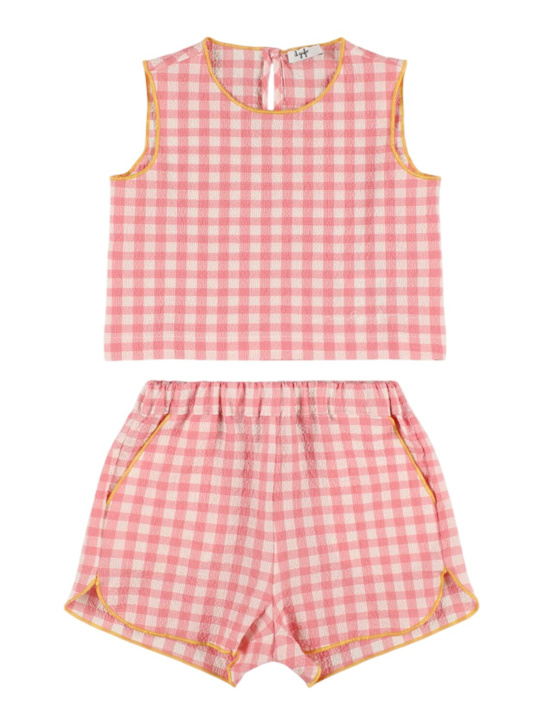 Il Gufo: Vichy seersucker top & shorts - kids-girls_0 | Luisa Via Roma