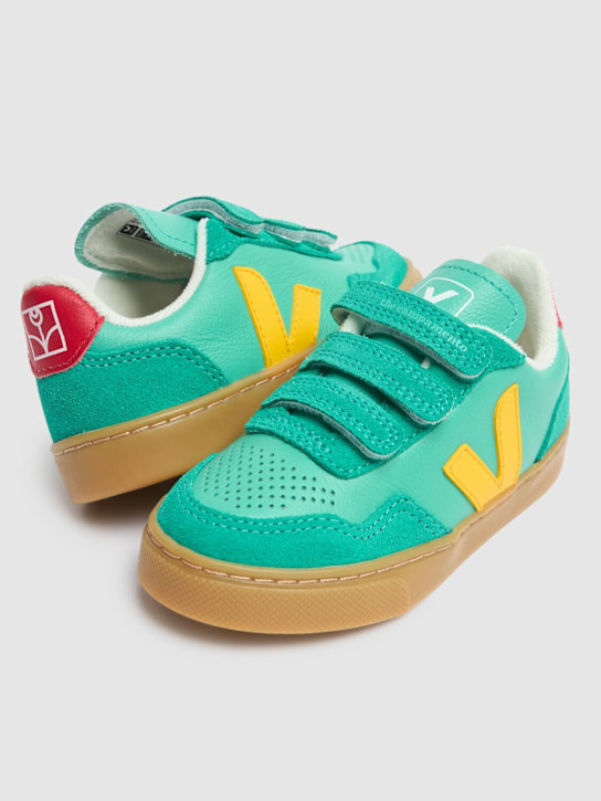 Veja X The Campamento: Small V-90 O.T. レザーストラップスニーカー - グリーン - kids-boys_1 | Luisa Via Roma