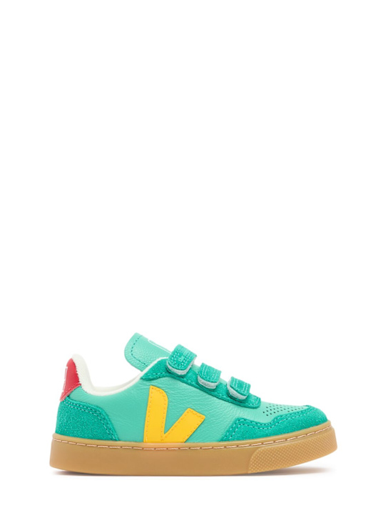 Veja X The Campamento: Small V-90 O.T. レザーストラップスニーカー - グリーン - kids-boys_0 | Luisa Via Roma