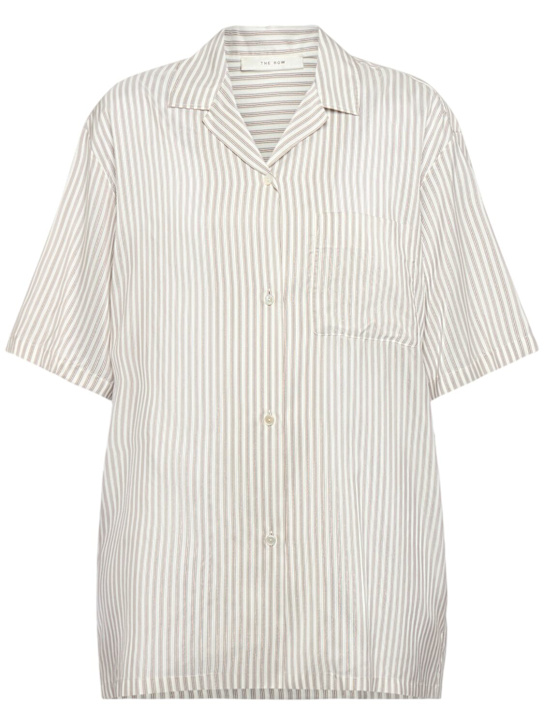 The Row: Kurzarmhemd aus Seide „Jorge“ - Weiß/ Grau - women_0 | Luisa Via Roma