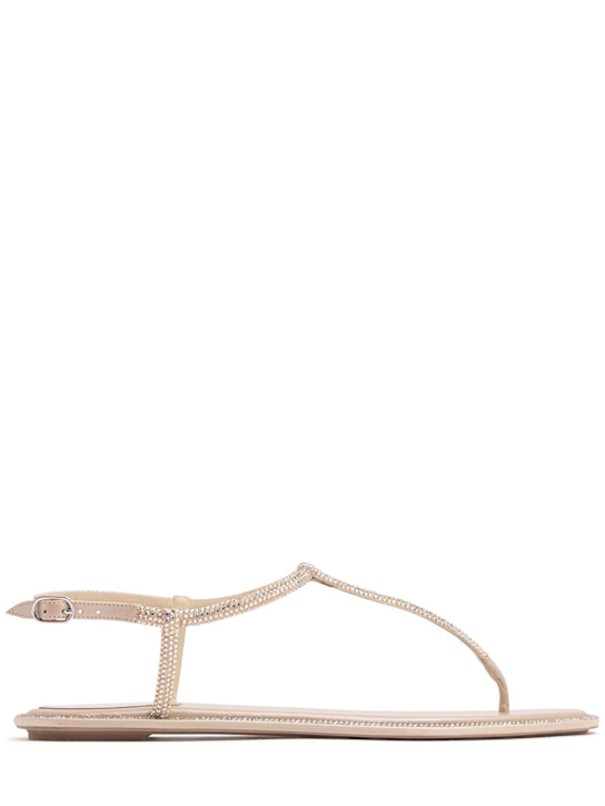René Caovilla: Sandali in raso con decorazioni 10mm - Beige - women_0 | Luisa Via Roma