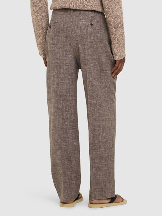 The Row: Silas silk & linen pants - Dark Coffee - men_2 | Luisa Via Roma