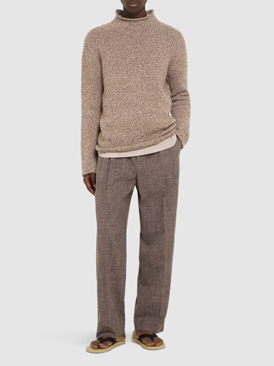 The Row: Silas silk & linen pants - Dark Coffee - men_1 | Luisa Via Roma
