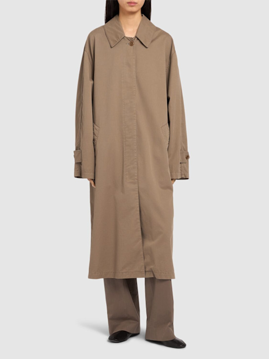 The Row: Rocco long gabardine trench coat - women_1 | Luisa Via Roma