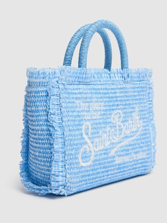 Mc2 Saint Barth: Logo embroidery straw tote bag - Light Blue - kids-girls_1 | Luisa Via Roma