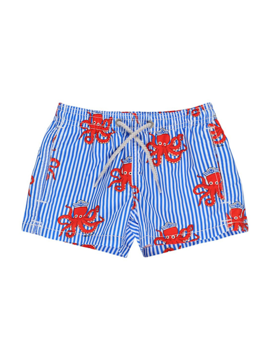 Mc2 Saint Barth: Octopus print nylon swim shorts - Blue/Red - kids-boys_0 | Luisa Via Roma