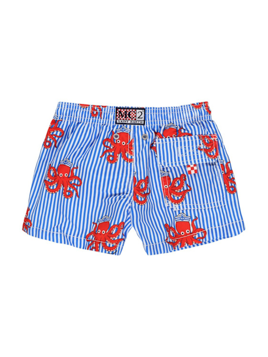 Mc2 Saint Barth: Octopus print nylon swim shorts - Blue/Red - kids-boys_1 | Luisa Via Roma