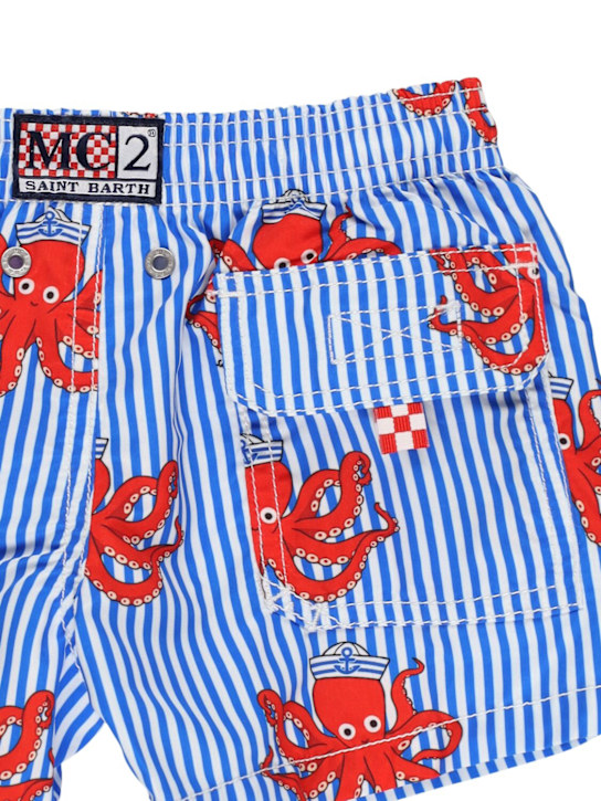 Mc2 Saint Barth: Octopus print nylon swim shorts - Blue/Red - kids-boys_2 | Luisa Via Roma